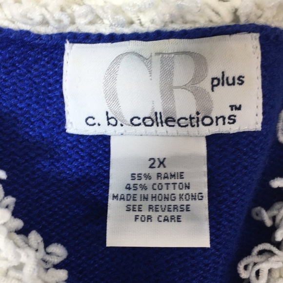 CB Plus Collections Blue Dove Knit Cardigan Womens 2X Holiday Beaded Sweater - Picture 5 of 10